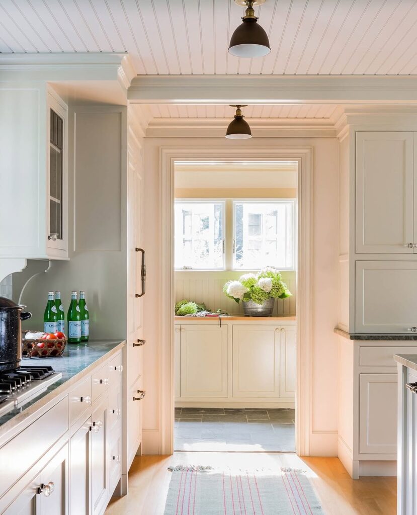 Antique White Beadboard Cabinets
