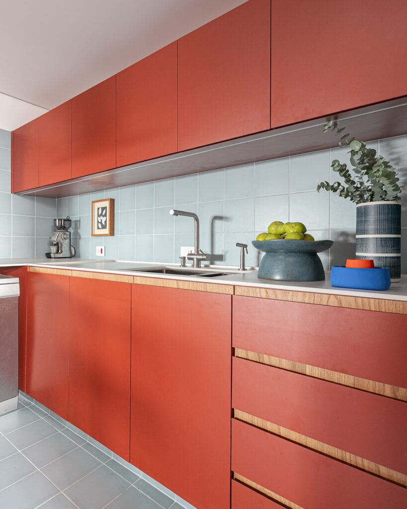Burnt Orange and Powder Blue Kitchen