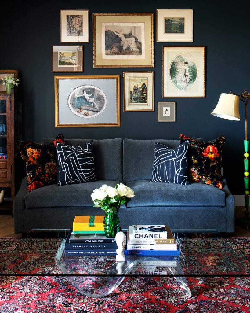 Eclectic Art in a Navy Room