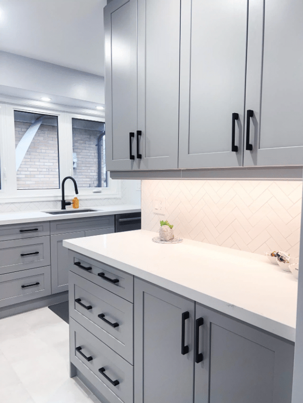 Gray Cabinetry Black Hardware