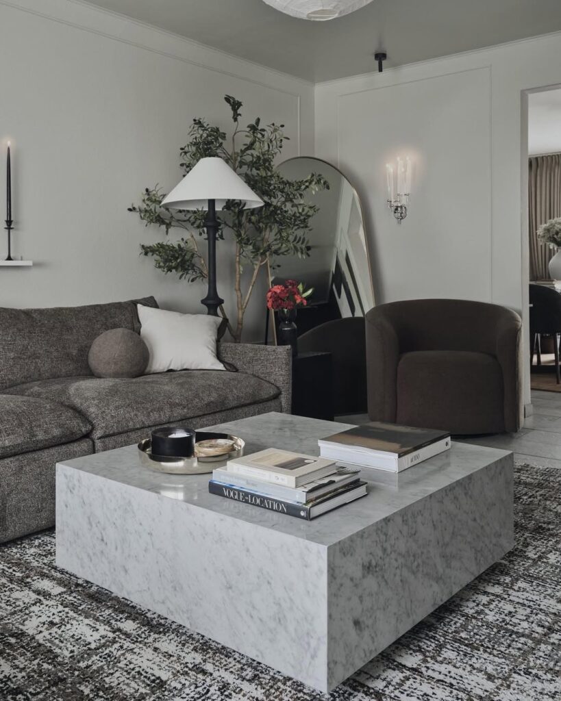 Marble in a Charcoal Living Room