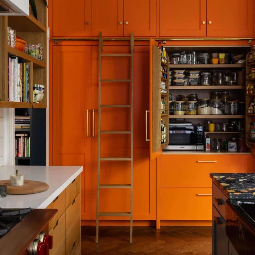 Orange Ladder Pantry Wall