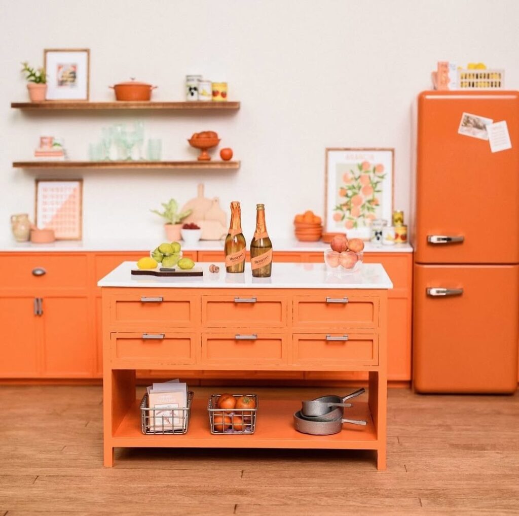 Retro Inspired Clementine Orange Kitchen