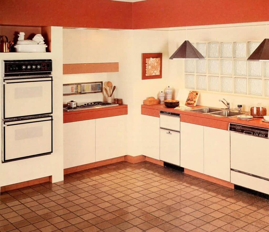 Retro Modular Kitchen in Burnt Orange
