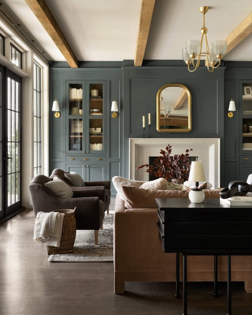 Slate Cabinetry with Golden Accents
