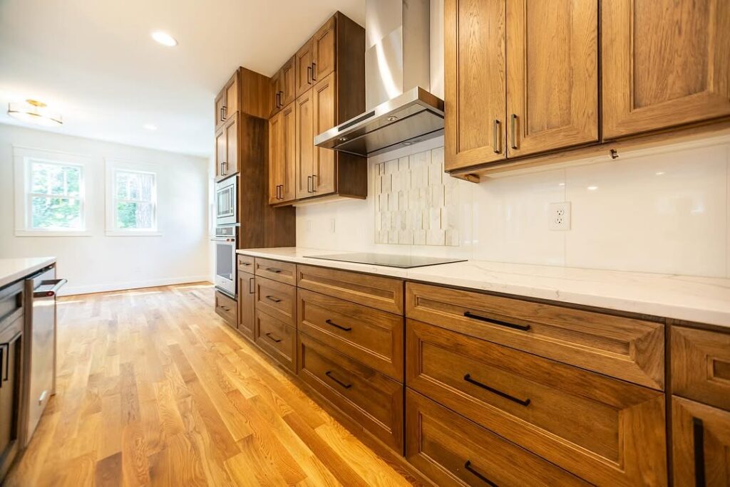 White Stone and Shaker Oak Cabinets