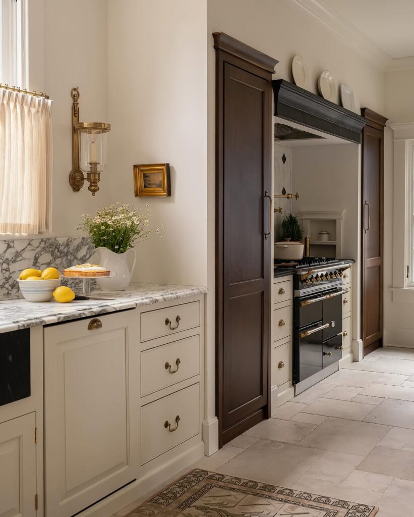 Beige Cabinetry With Antique Accents