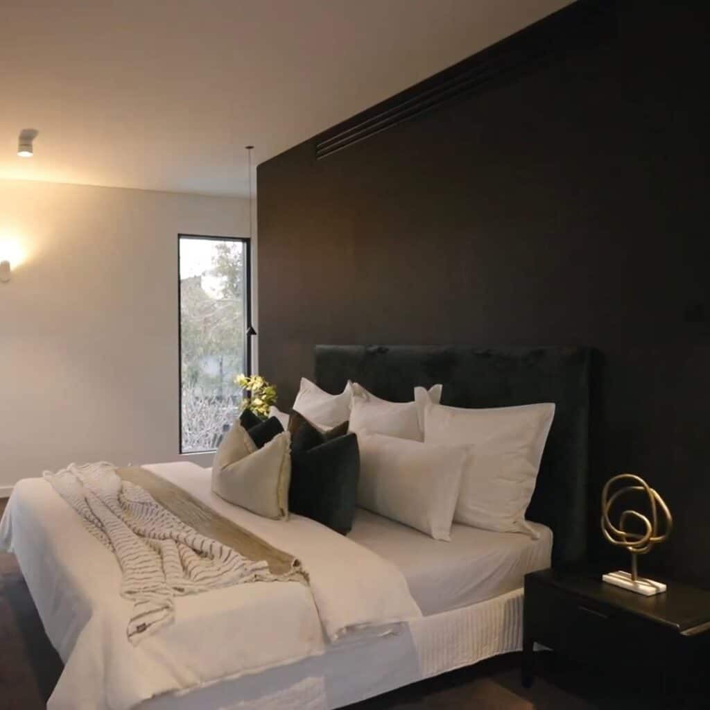 Black Minimalist Velvet Bedroom