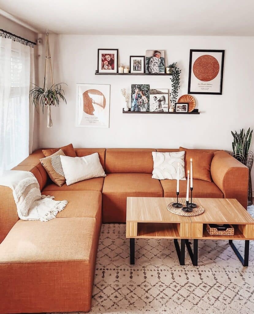 Burnt Caramel Sectional for a Gallery Room