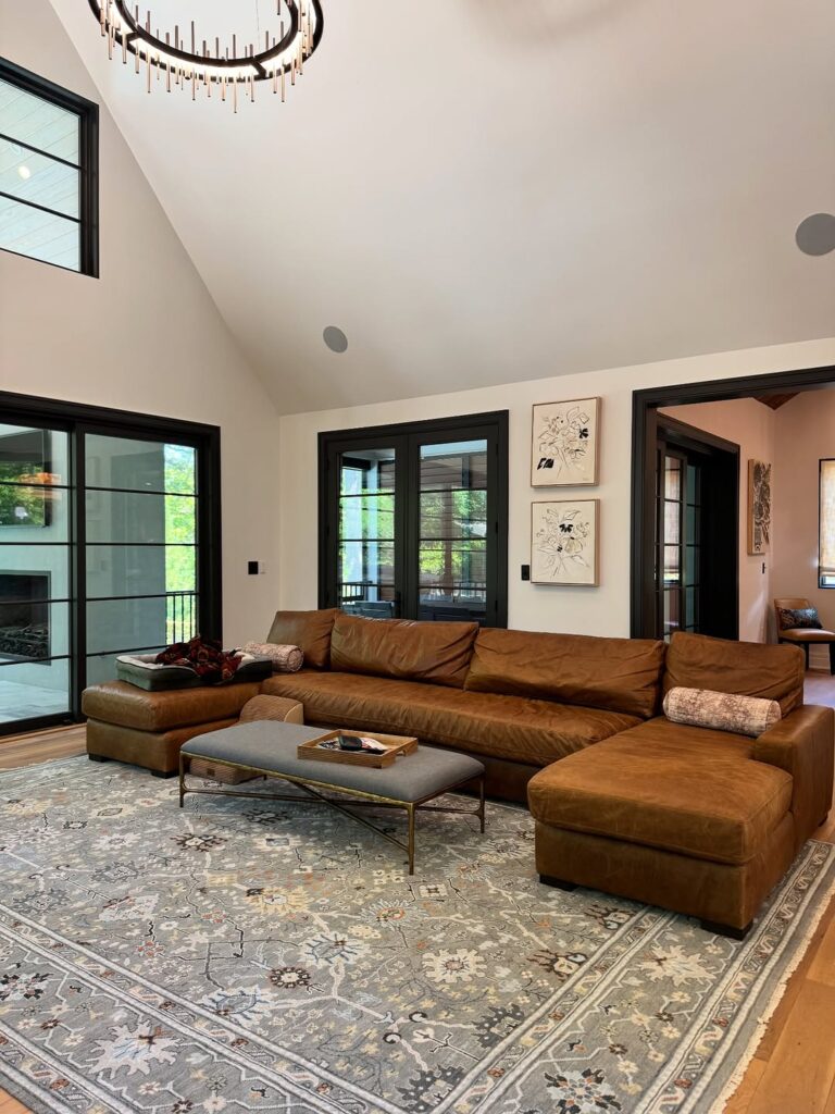Camel Leather Sofa with Rustic Style