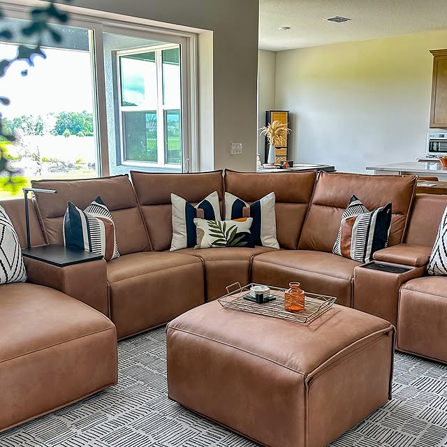 Modern Accent Sectional in Saddle Brown