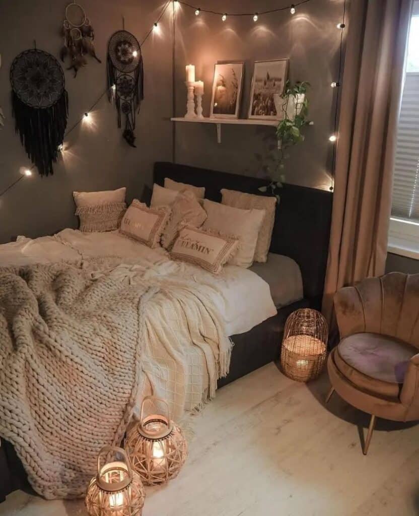 Moody Neutral Boho Bedroom