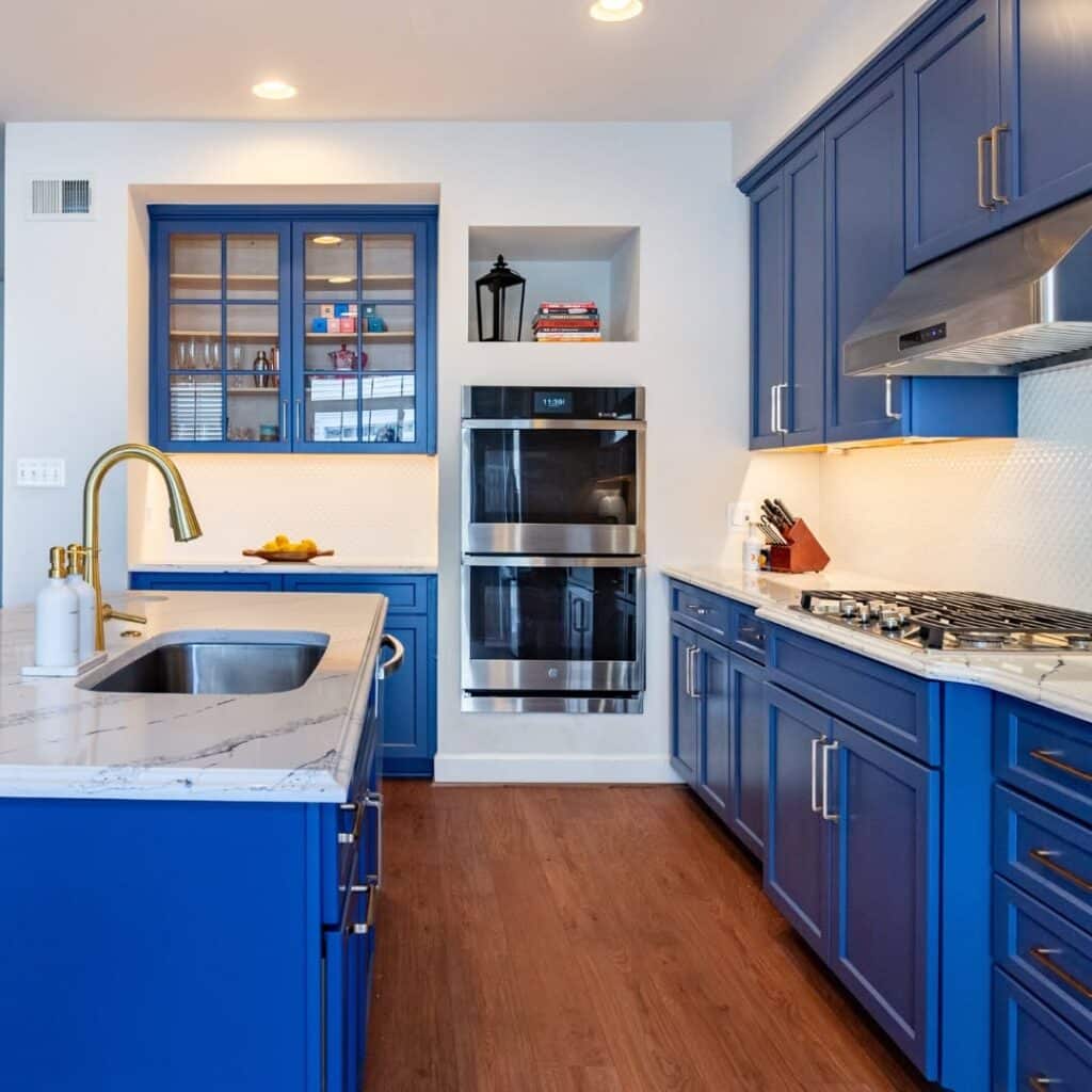 Sapphire Blue Glass Front Kitchen