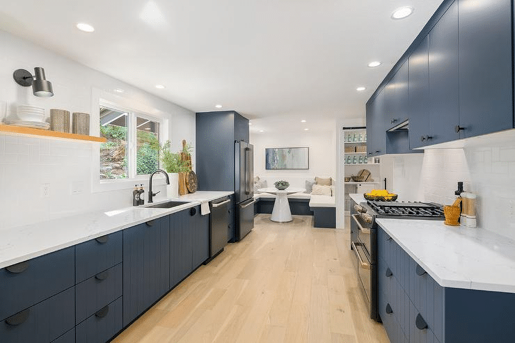 Steel Blue Matte Black Kitchen