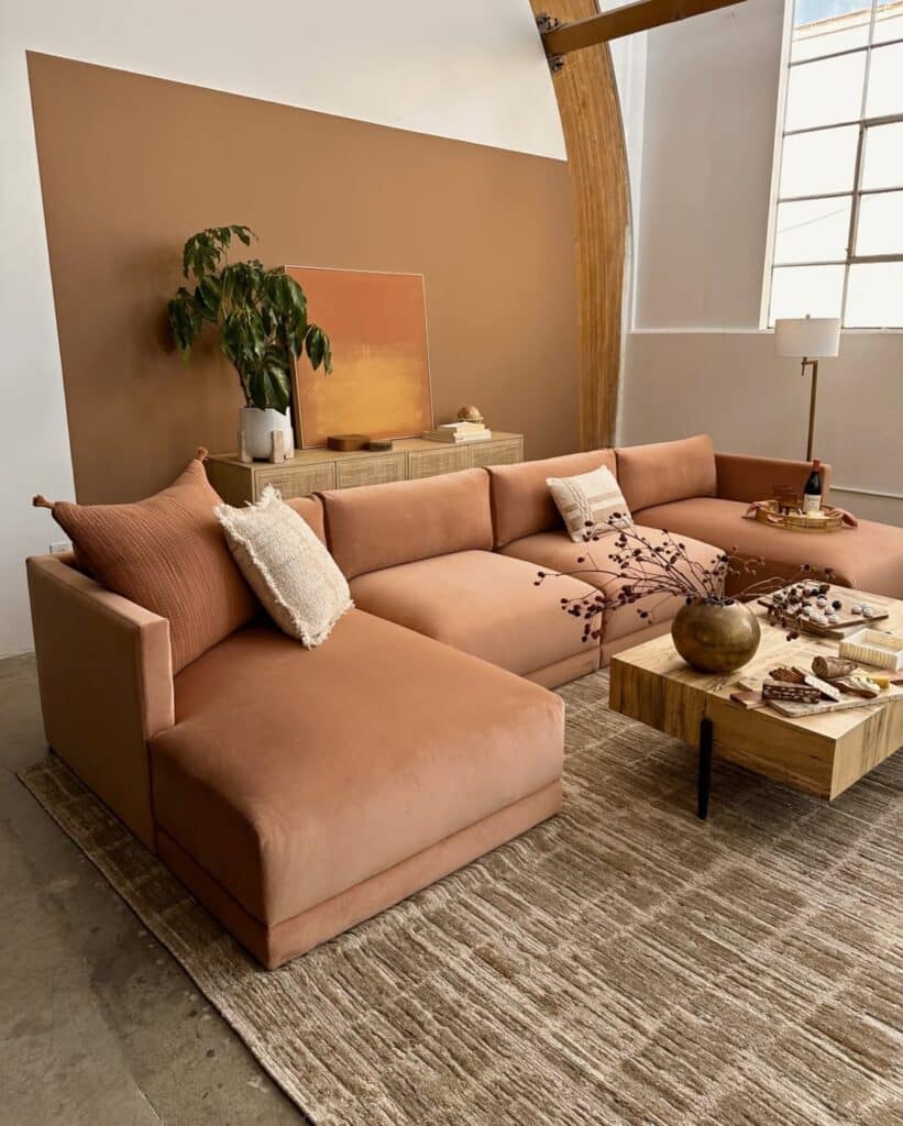 Terracotta Sectional for Earthy Tones