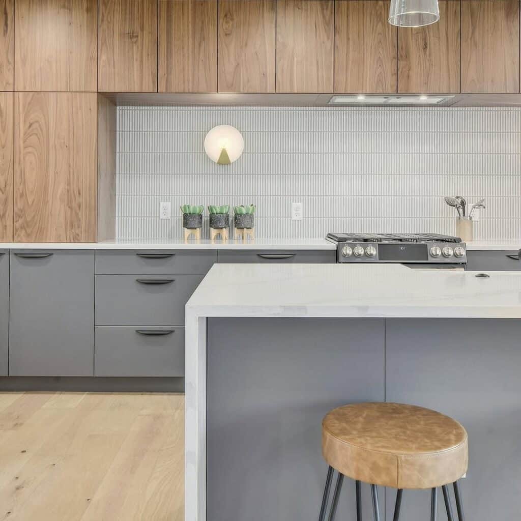 Wood Accents with Soft Gray Cabinetry