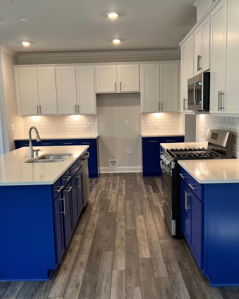 Cobalt Blue and White Cabinets