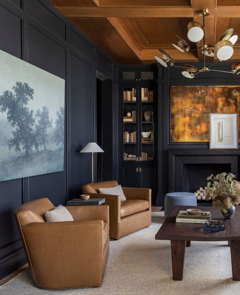 Cognac Leather Library Lounge