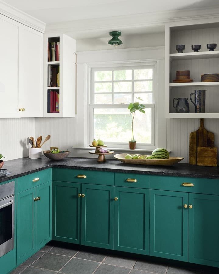 Emerald and White Cabinets