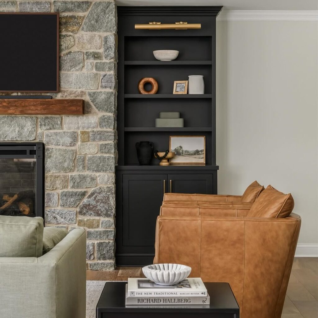 Stone Brown Black and Neutral Living Room