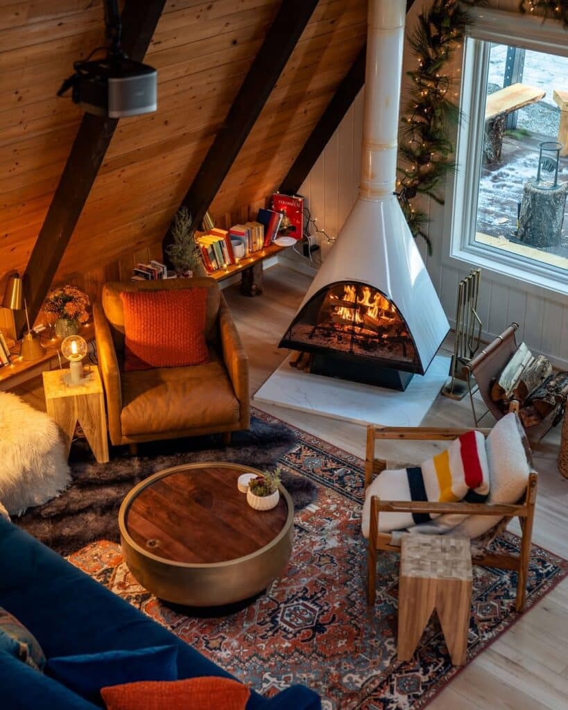 Winter Cone Fire in an A-Frame Corner