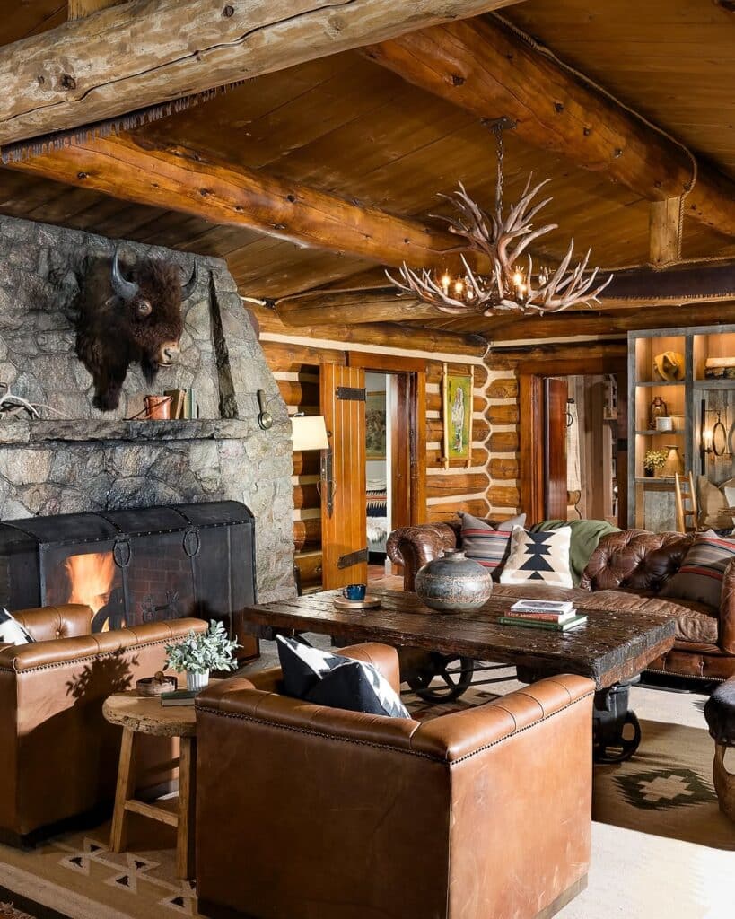 Winter Frontier Lodge Hearth Lighting