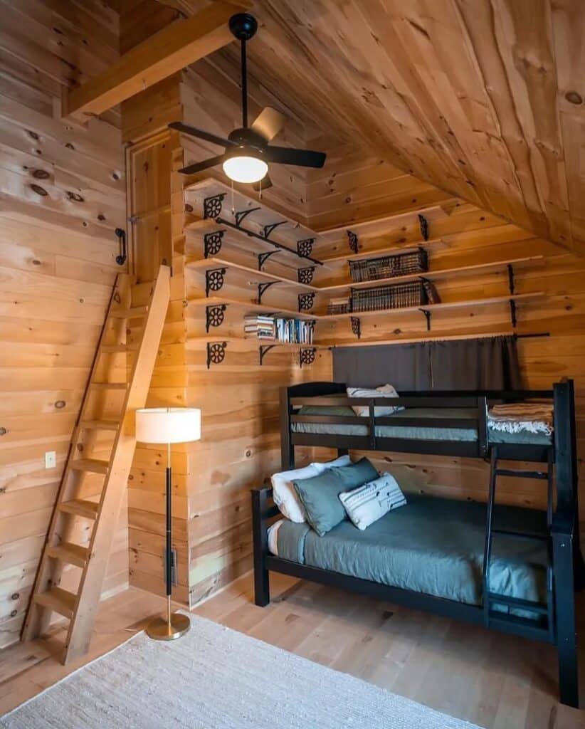 Winter Loft Bunk Nook with Pine Walls