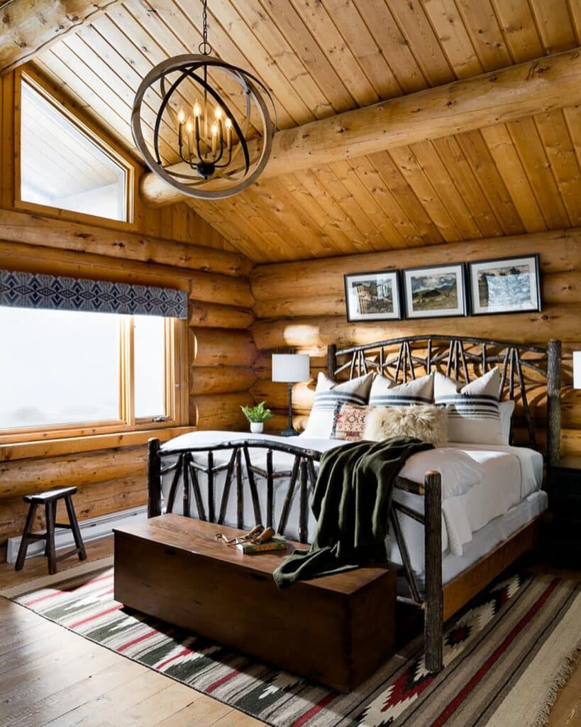 Winter Mountain Cabin Log Bed