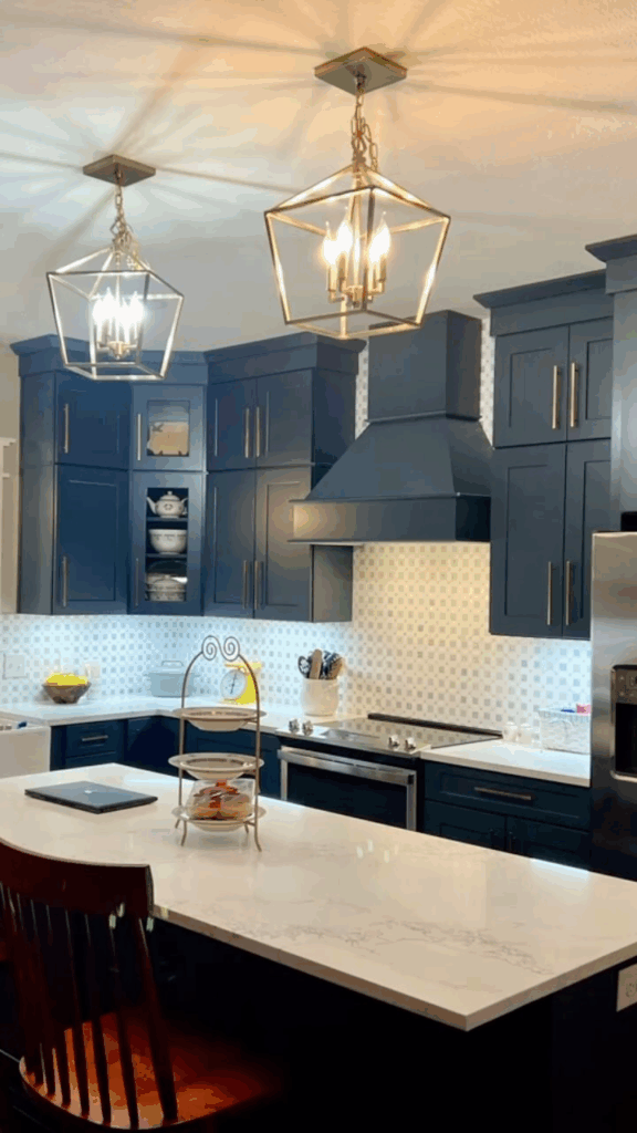 Built-In Lighting for Navy Cabinets