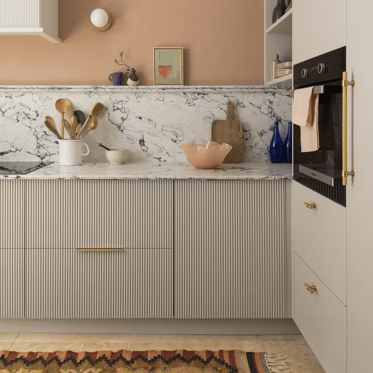 Fluted Beige Cabinetry