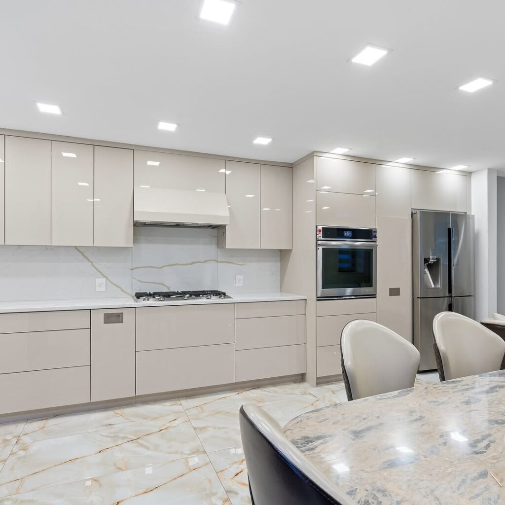 Integrated Appliances Beige Cabinets