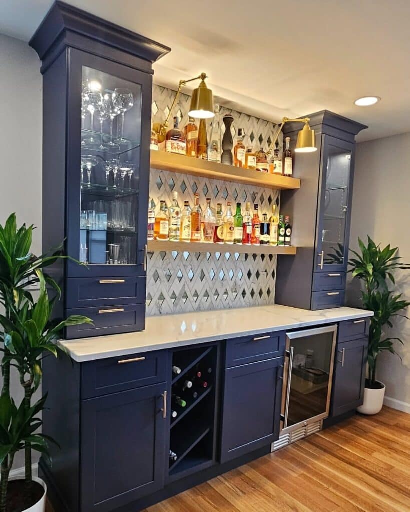 Navy Cabinets for Wine Storage