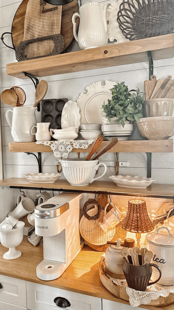 Open Shelves with Vintage Character