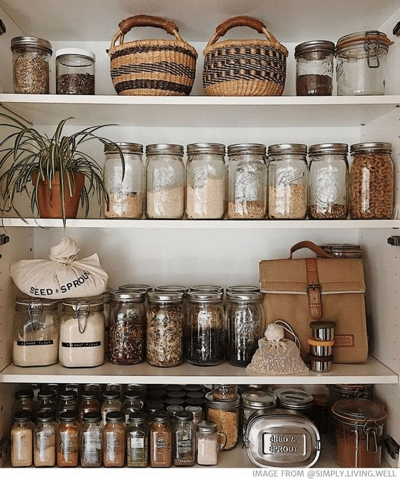 Pantry Organization With Glass Jars