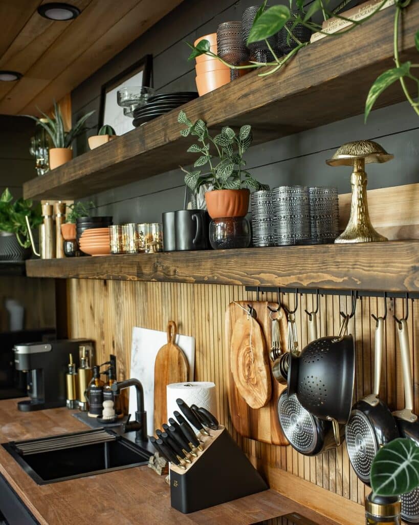 Rustic Shelving With Greenery