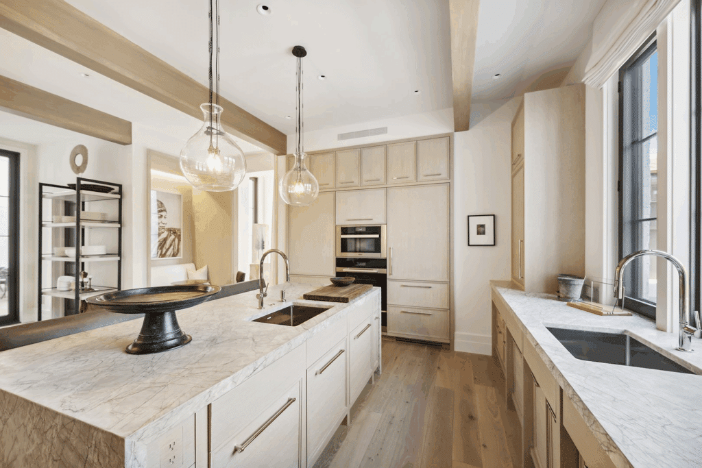 Textured Finishes Beige Cabinets