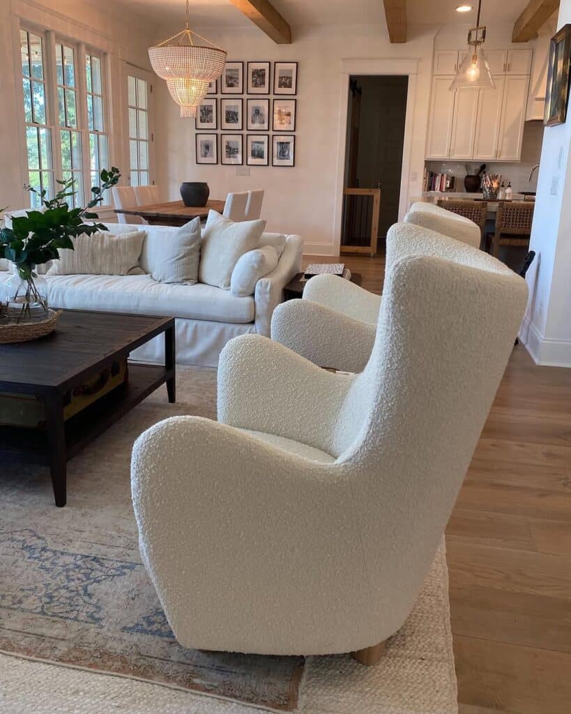 Textured Neutral Living Room with Rustic Wood