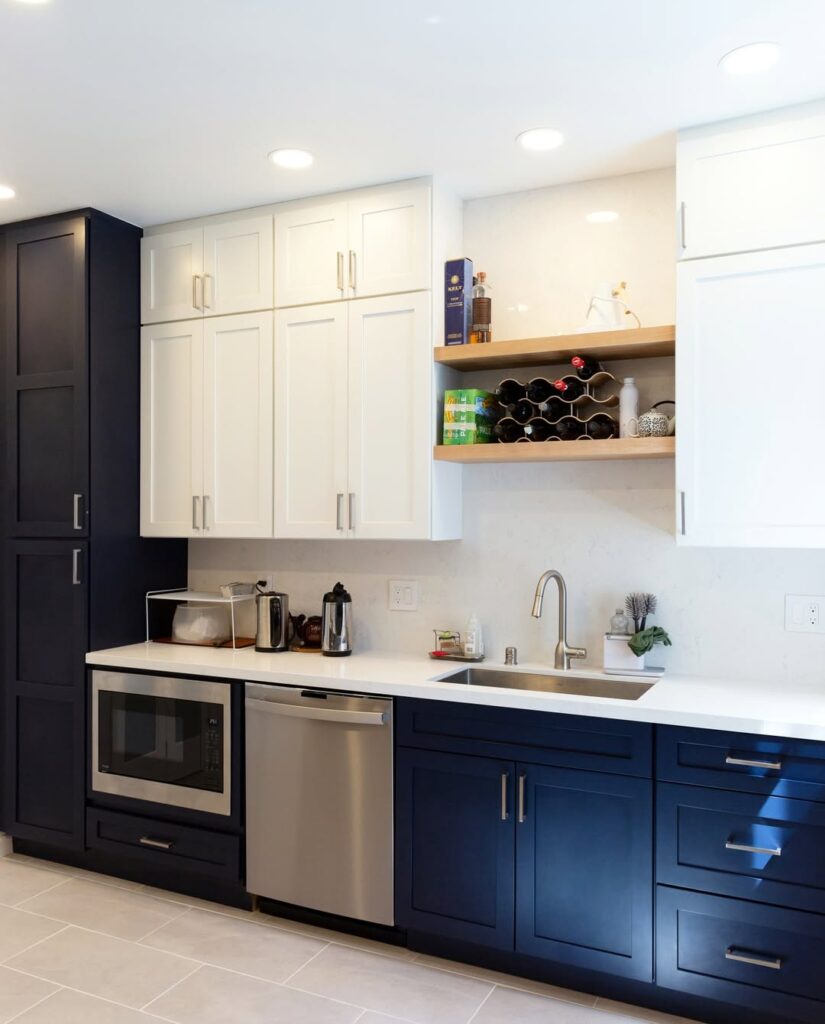 Two Tone Navy Cabinets