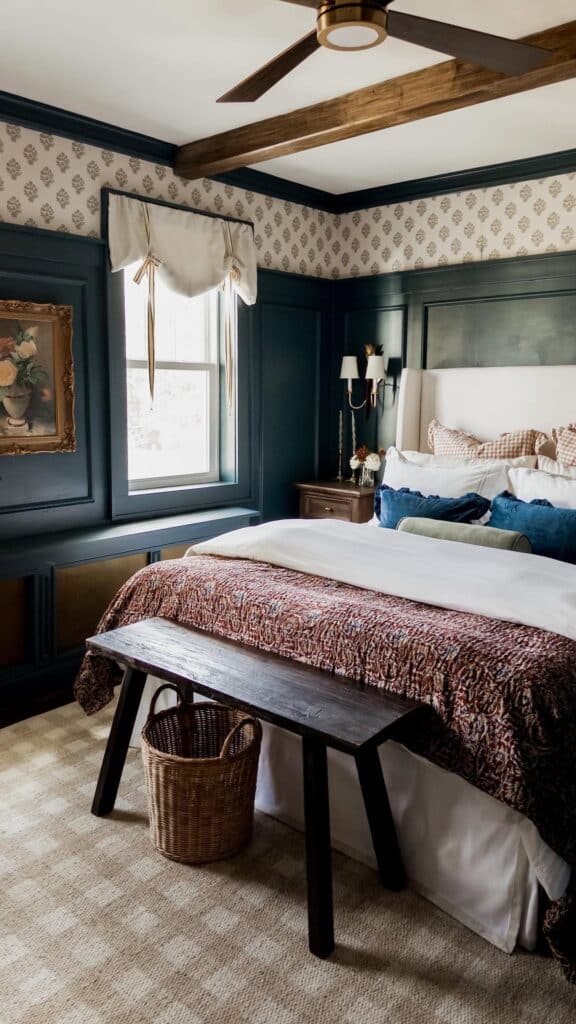 Deep Green Bedroom with Vintage Cottage Style