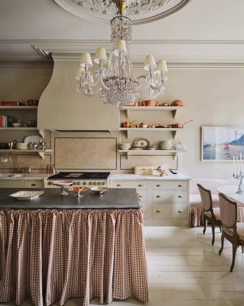 Gingham Island and Crystal Chandelier