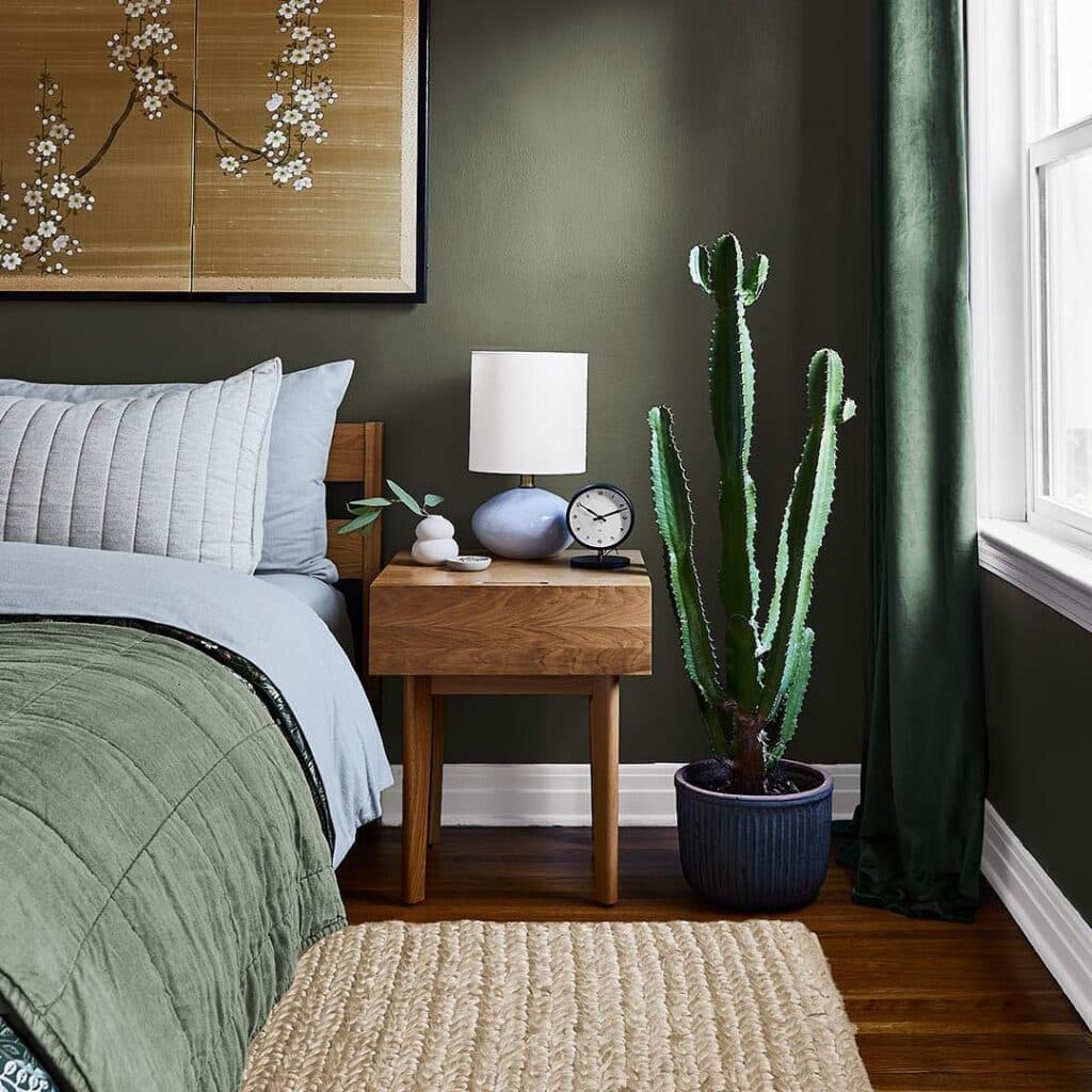 Olive Wall Zen Bedroom