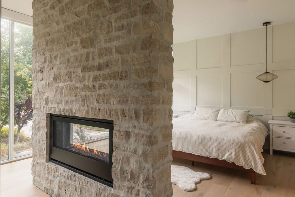 Bedroom Fireplace Stone Wall