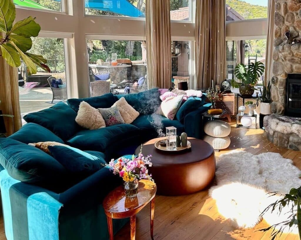 Mountain Teal Living Room Glow