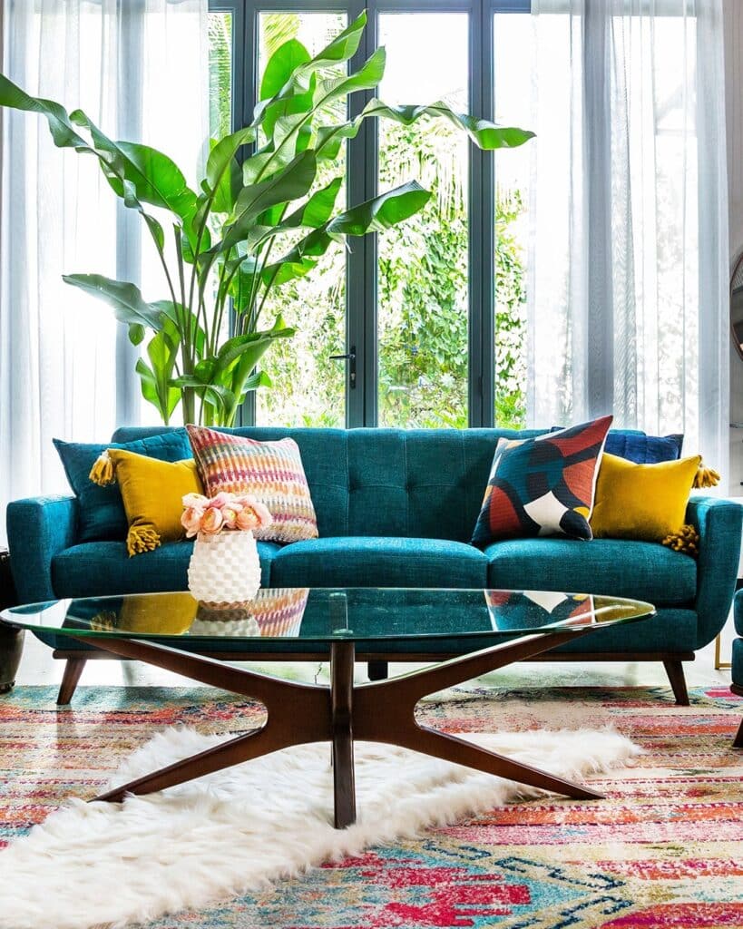 Teal Mid-Century Style with Tropical Accents