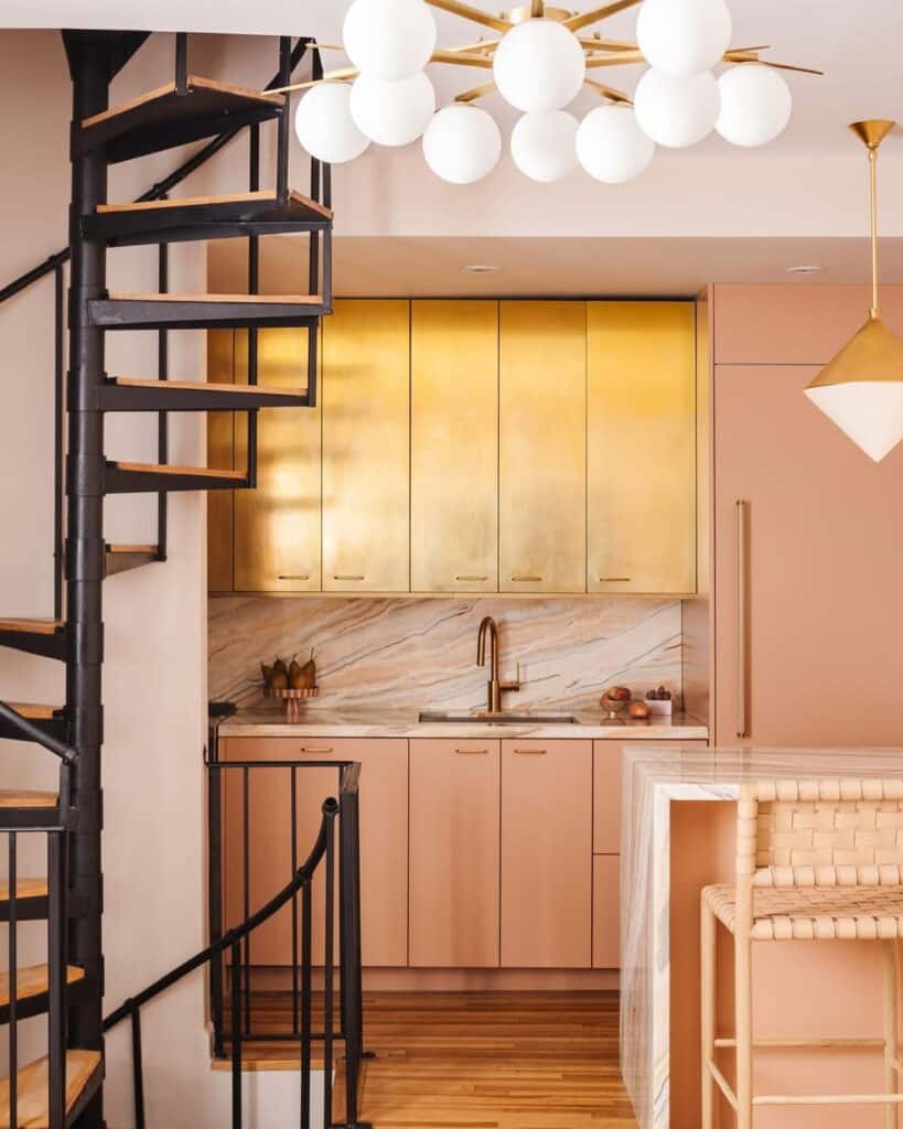 Blush Cabinetry with Brass