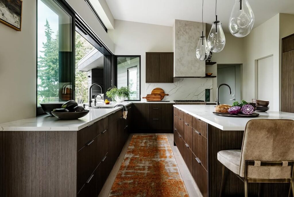 Espresso Cabinets in a Modern Galley Kitchen