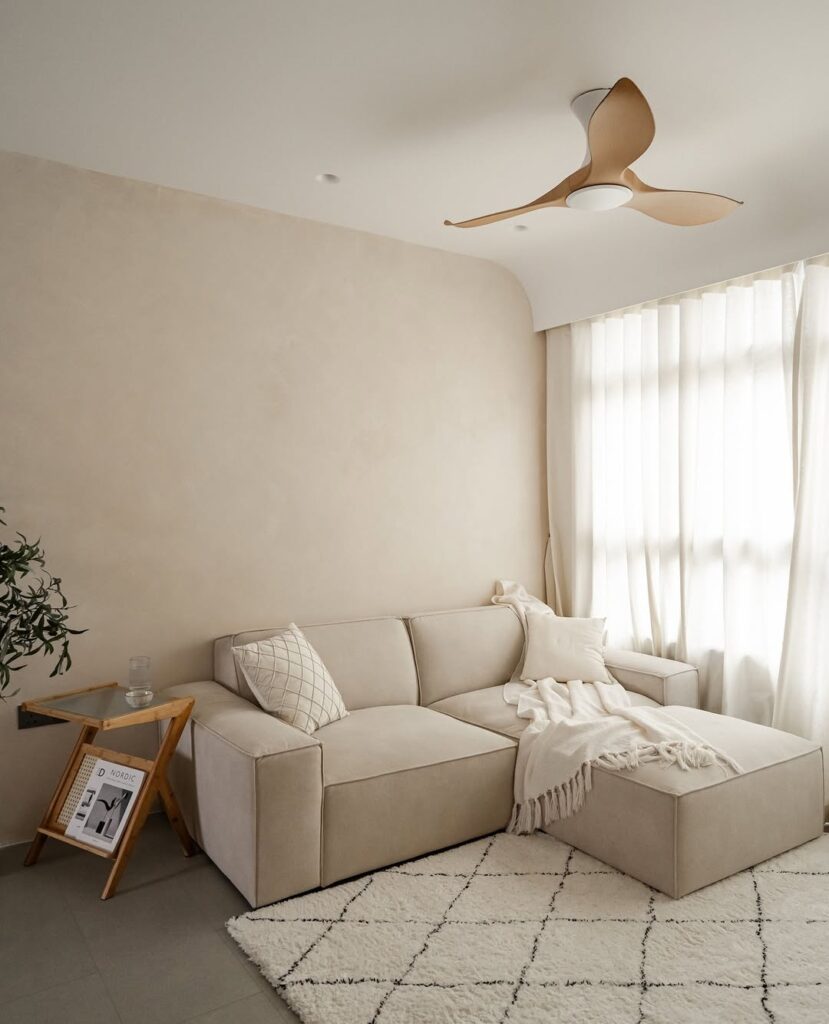 Minimal Cream Beige Neutral Living Room