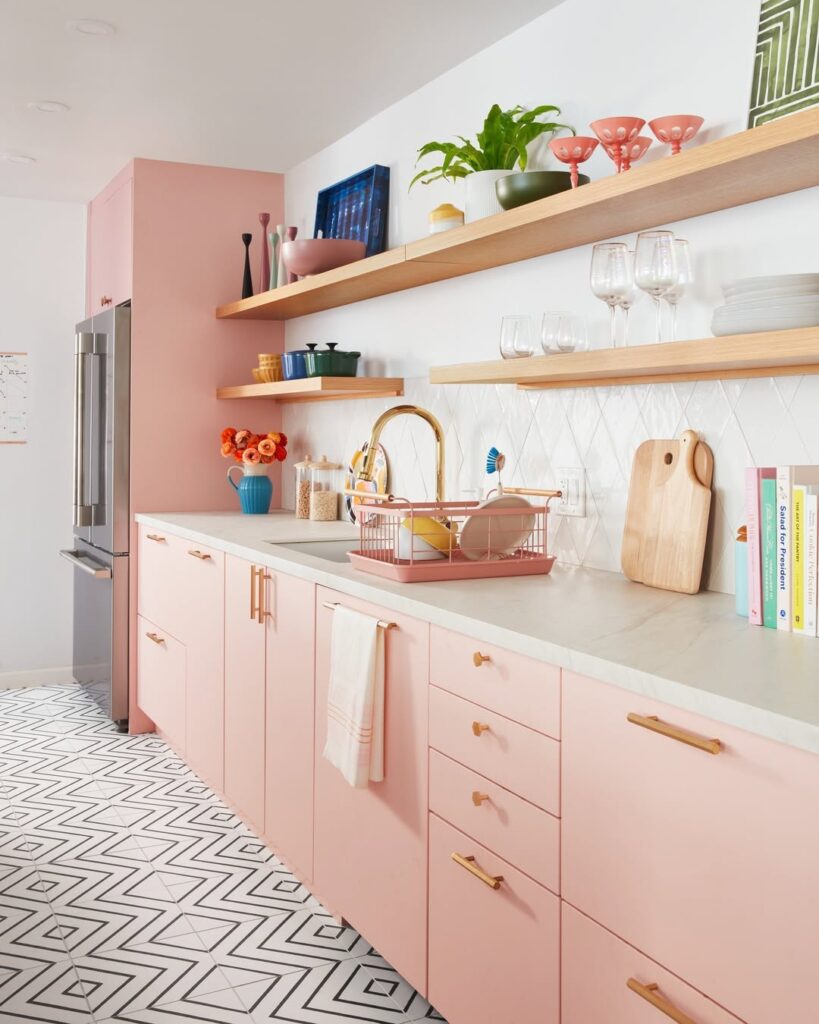 Pastel Pink Minimalist Kitchen