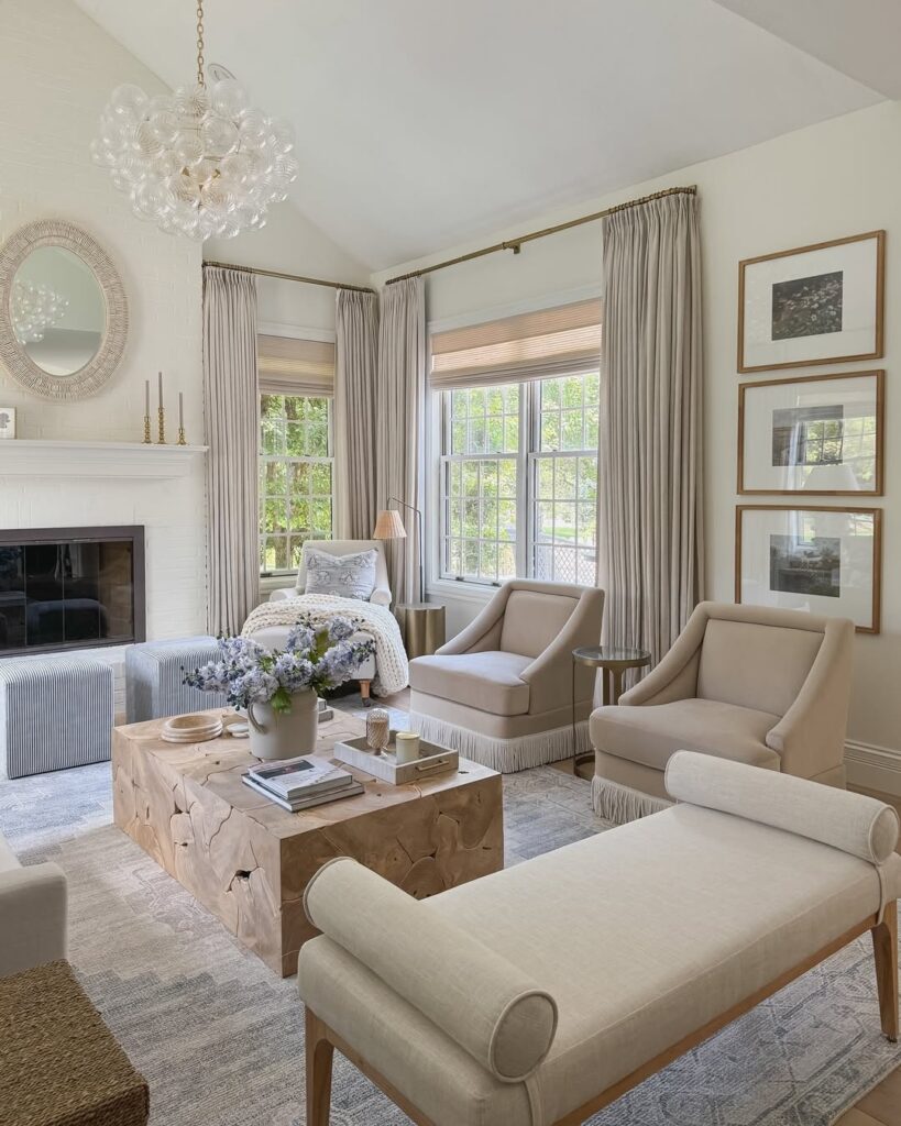 Refined Textural Cream and Beige Living Room