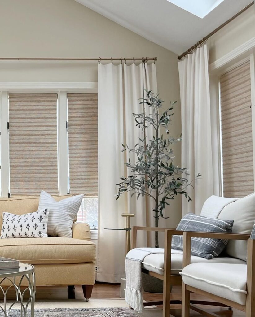 Sunlit Cream Beige Neutral Living Room with Layered Textures